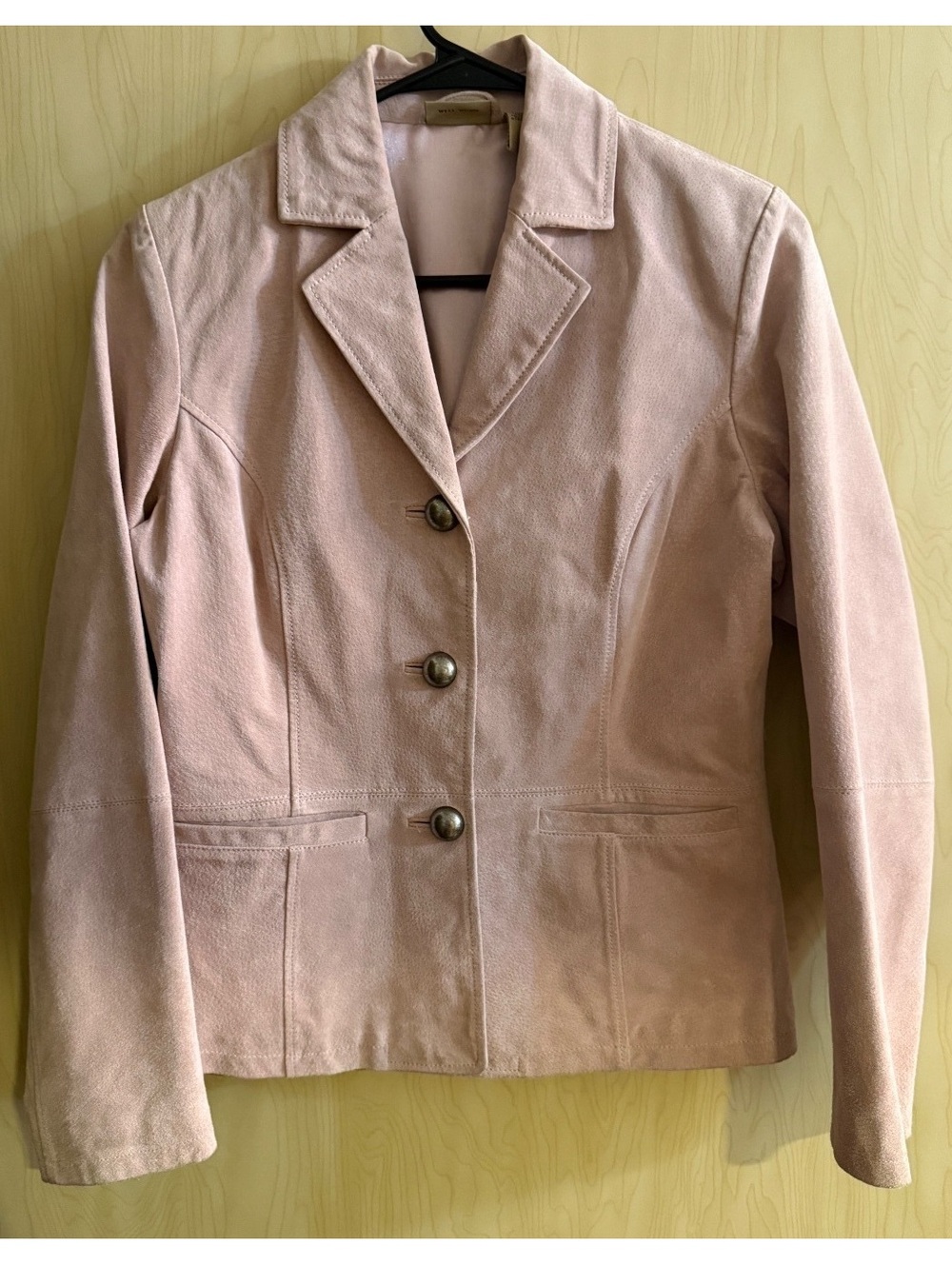 Y2K Ruff hewn pale pink suede leather jacket size small